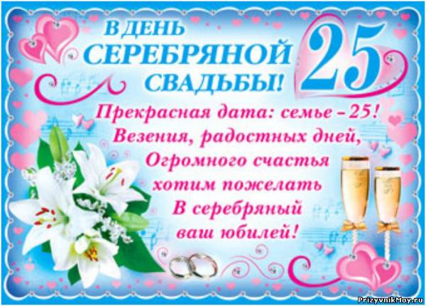 Поздравление с серебряной свадьбой детям от родителей